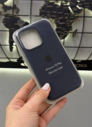 Чехол-накладка silicone case с микрофиброй для iphone 15 pro, качественный чехол для айфон 15 про (цвет: синий)