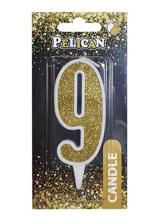 Свічка для торта цифра " " золото 7см, tm pelican