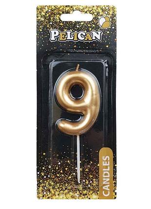 Свічка для торта pelican " " золото 6см