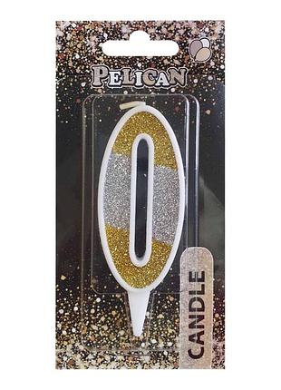 Свічка для торта цифра " " срібно- золота 7см, tm pelican
