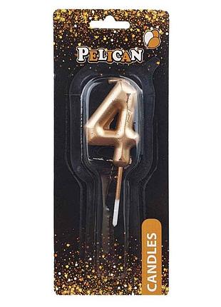 Свічка для торта pelican " " золото,5см