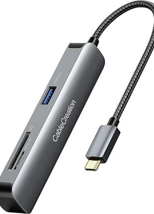 Концентратор usb c cablecreation cd0779 type-c to hdmi(4k/30hz)/usb-ax2/sd/microsd adapter