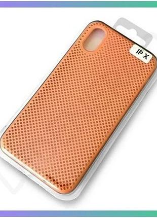 Чехол original перфорация для apple iphone x xs персиковый силиконовая накладка для смартфона sku_2710 sku_stcom_2710000147954