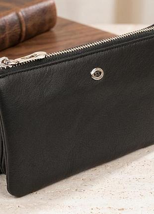 Вместительный клатч на два отделения женский st leather 19246 черный