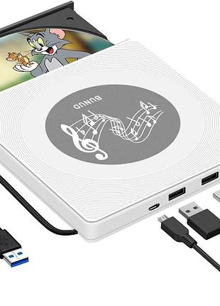 Внешний dvd-привод bunud external cd dvd drive ct10 дисковод с 2 слотами usb и tf sd картридер, dvd плеер