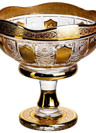 Ваза для фруктов стеклянная bohemia gold 26 см yiwu hp-34-137