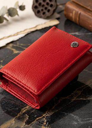 Женское кожаное портмоне для карт купюр и монет st leather 19335 красное