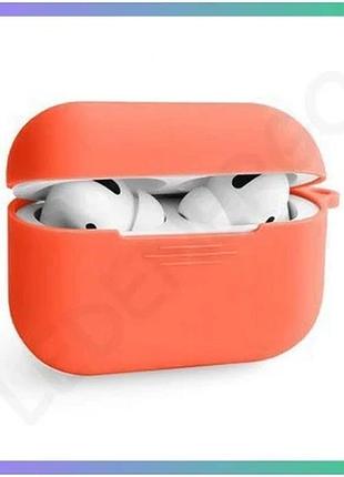 Чехол для airpods pro 3 slim силіконовий помаранчевий з карабіном для захисту навушників sku_271000034 sku_stcom_2710000345701