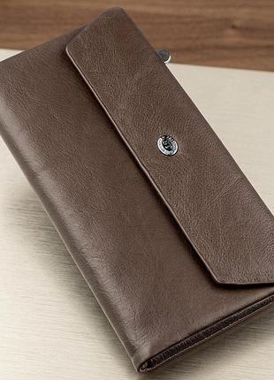 Практичный женский кошелек-клатч st leather 18841 коричневый
