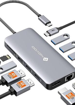 Хаб usb-c novoo rm11 pro+ док-станция для расширения портов на рабочем столе