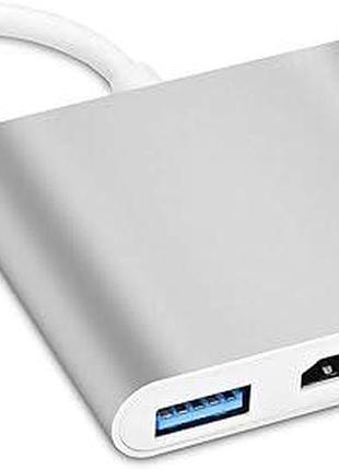 Багатопортовий адаптер type-c to hdtv adapter концентратор type-c 3 в 1, компактний адаптер usb c-hdmi