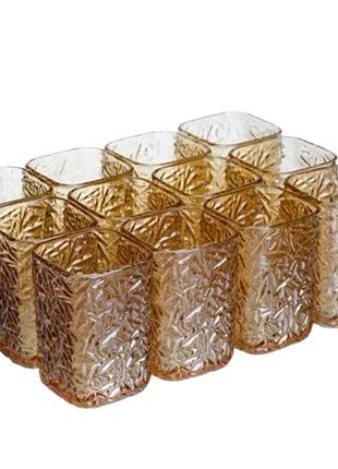 Набор стаканов для напитков matrix glass 12 штук по 195 мл коричневый hp-17-44