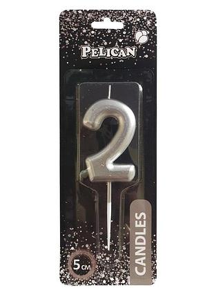 Свеча для торта pelican "срибло 5см