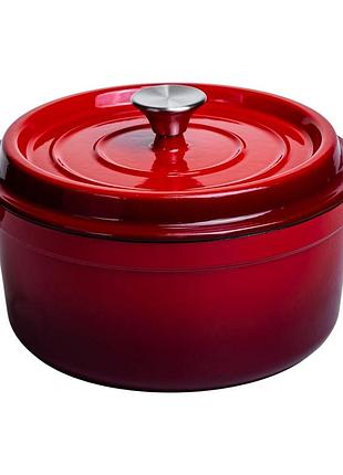 Кокотниця чавунна емальована 4,5 л, червоний yiwu hp-flg-4 red