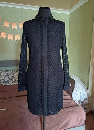 Чорне ажурне плаття сукня-сорочка next tall uk 10 eur 38