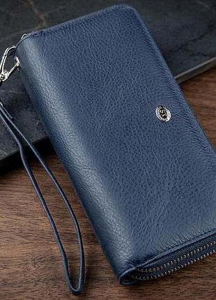 Интересный женский клатч с ремешком st leather 18869 синий