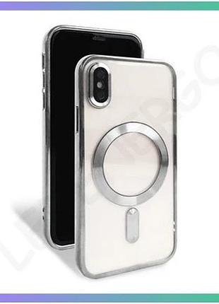 Чехол magsafe для apple iphone x xs срібний накладка з закритою камерою та низом для смартфона sku_271 sku_stcom_2710000297154