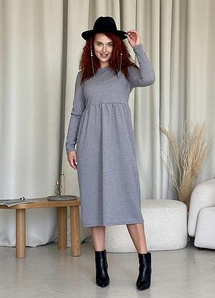Длинное теплое платье из кашемира серое merlini креты 700001412 4xl/5xl