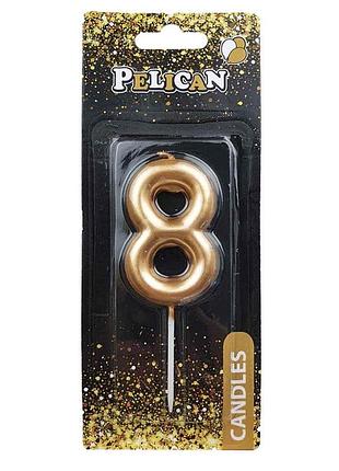 Свеча для торта pelican " золото 6см