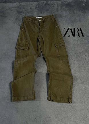 (eur 48) (l-xl) zara брюки-карго оливковые зеленые женские
