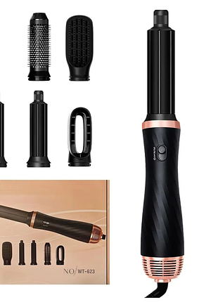 Фен стайлер 5 в 1 hair dryer styling tools wt-623 1000 вт фен термощетка с 5 насадками для укладки волос