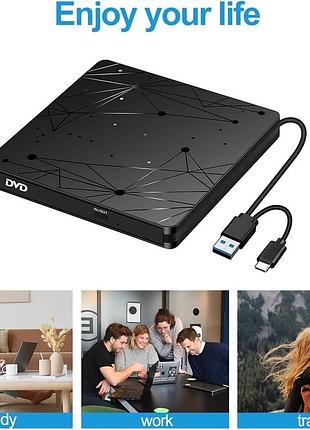 Зовнішній cd dvd-привод pop-up mobile external usb type-a&type-c дисковод оптичний привод dvd-плеєр 2
