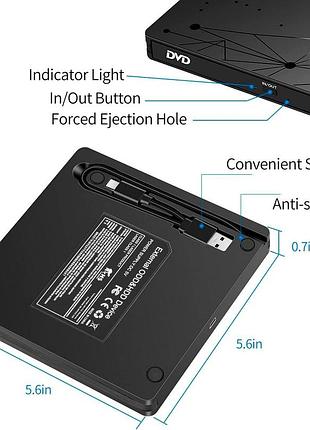 Зовнішній cd dvd-привод pop-up mobile external usb type-a&type-c дисковод оптичний привод dvd-плеєр 3