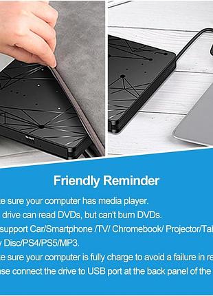Зовнішній cd dvd-привод pop-up mobile external usb type-a&type-c дисковод оптичний привод dvd-плеєр 4