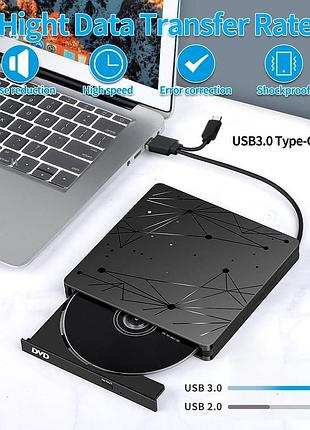 Зовнішній cd dvd-привод pop-up mobile external usb type-a&type-c дисковод оптичний привод dvd-плеєр 5