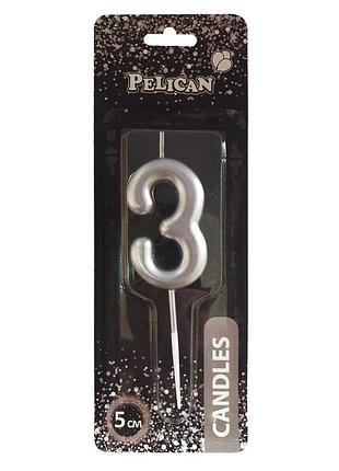 Свеча для торта pelican "срибло 5см