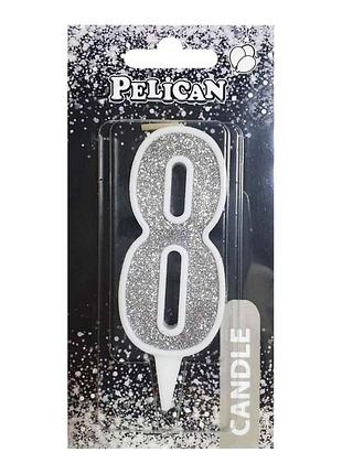 Свеча для торта цифра " срибло 7см, tm pelican