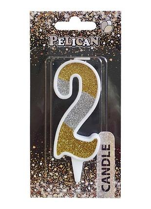 Свеча для торта цифра "срибно- золота 7см, tm pelican