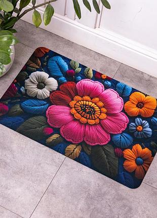 Коврик диатомитовый embroidered bloomscape с 3d-эффектом вышивки влагопоглощающий противоскользящий универсальный для ванной 4