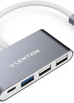 Концентратор lention usb-c to usb-a & power delivery adapter c13 usb-c-хаб 4 в 1, адаптер usb-c з type c