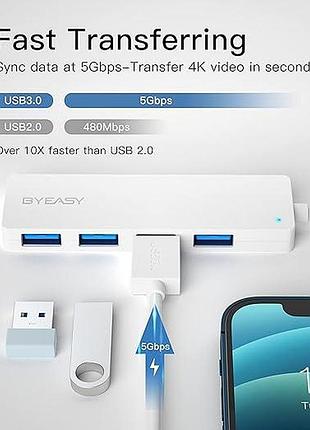 Usb-концентратор byeasy splitter with type-c adapter uh109d портативный usb-разветвитель с 4 портами 7