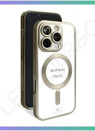 Чохол magsafe для apple iphone 16 pro золотий матовий чохол-накладка з закритою камерою для смартфона sku_stcom_2710000308683