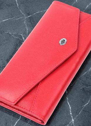 Женский кошелек с геометрическим клапаном из натуральной кожи st leather 22545 красный