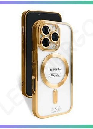 Чехол с функцией magsafe для apple iphone 16 pro золотой накладка для смартфона закрытая камера силико sku_stcom_2710000308881