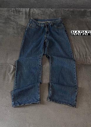 (m-l) napapijri джинсы широкие багги / wide leg синие