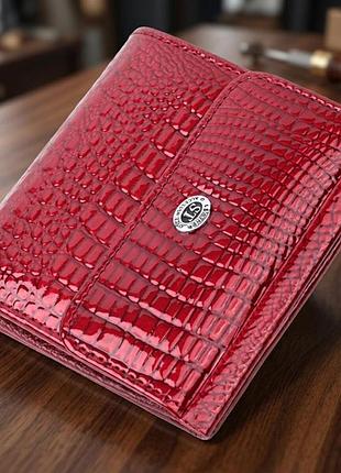 Фактурний жіночий гаманець із натуральної шкіри st leather 22705 червоний