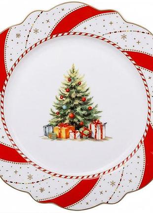 Тарелка фарфоровая новогодняя "christmas ribbon елка" ø28см