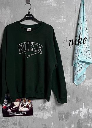 (m-l) nike винтажная кофта темно-зеленая ретро