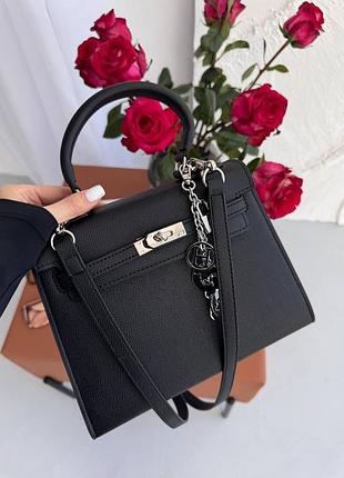 🖤🖤🖤hermès kelly medium premium брендова міні сумочка натуральна шкіра ермес чорна преміум люкс