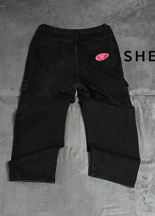 (3xl) shein джинсы-карго в стиле y2k широкие черные