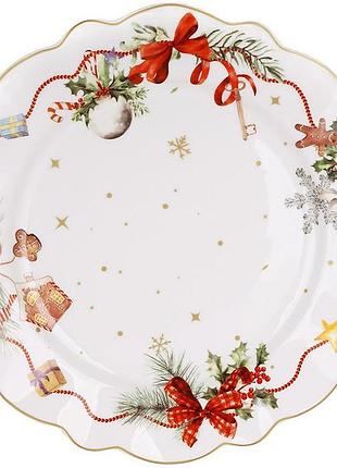 Тарелка фарфоровая новогодняя "christmas ribbon гирлянда" ø28см