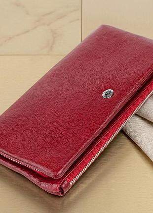 Гаманець-клатч зі шкіри з кишенею для мобільного st leather 19311 бордовий