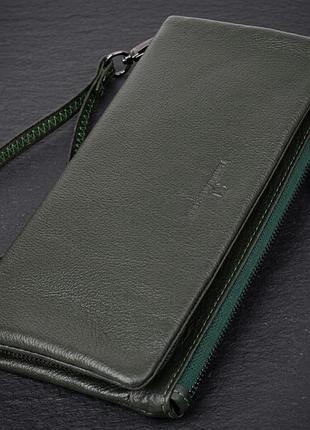 Удобный кошелек для женщин с кистевым ремнем из натуральной кожи st leather 23104 зеленый