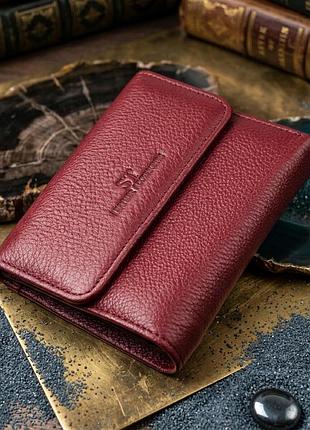 Жіночий шкіряний гаманець для карток купюр та монет st leather 19492 бордовий