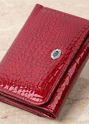 Стильный женский фактурный кошелек из натуральной кожи st leather 22731 красный