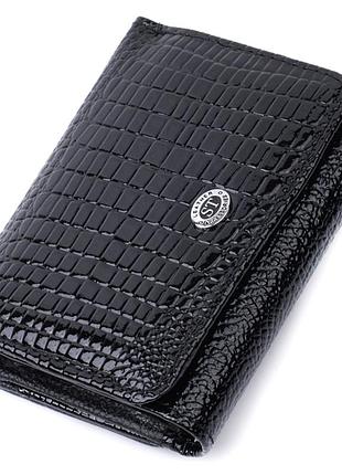 Женский стильный кошелек из фактурной натуральной кожи st leather 22732 черный